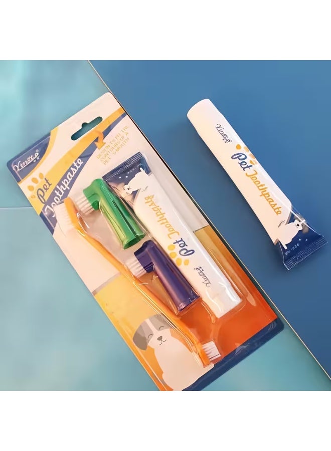 مجموعة معجون وفرشاة أسنان للحيوانات الأليفة للكلاب والقطط - Image 1